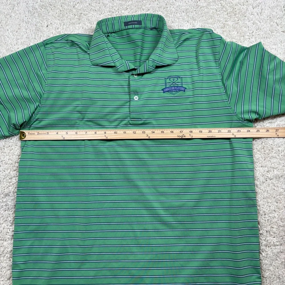 Turtleson Men XXL Green Striped Amateur Players Tour Performance Golf Polo Shirt